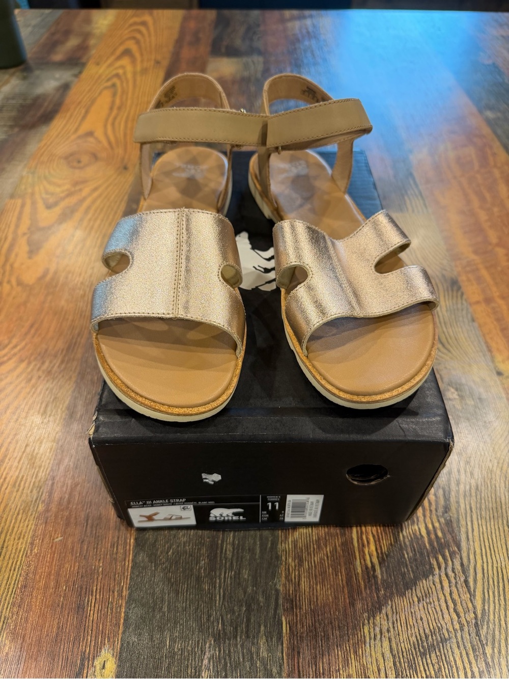Sorel Kids Metallic Rose Gold Hook-and-Loop Strap Sandals
